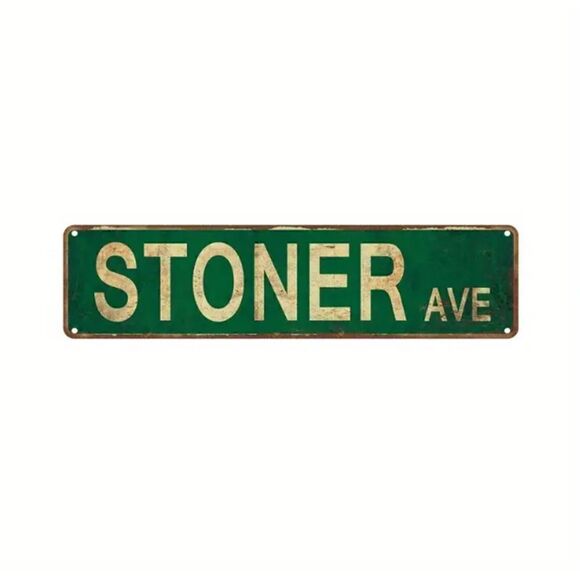 New! Metal Tin Sign (4''x16") STONER AVE Hippies are Happier! - Picture 1 of 4